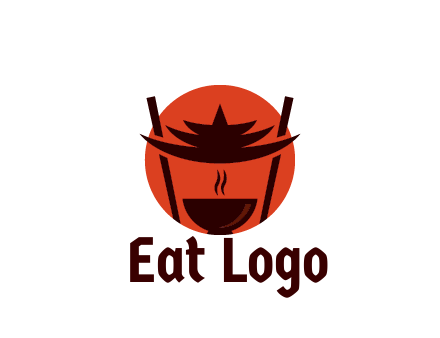 chopsticks with soup bowl food logo