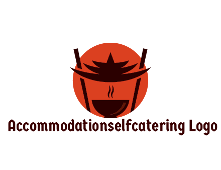 chopsticks with soup bowl food logo