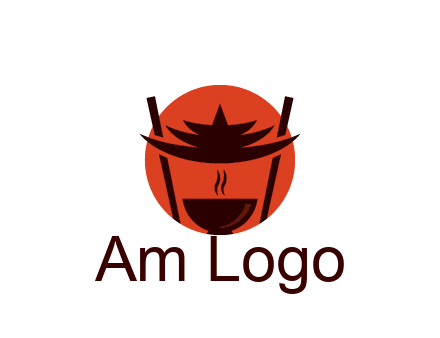 chopsticks with soup bowl food logo