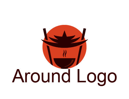 chopsticks with soup bowl food logo