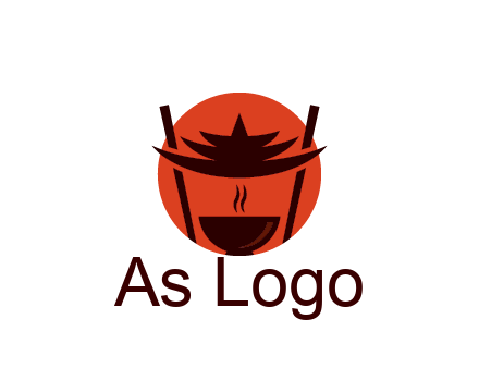 chopsticks with soup bowl food logo