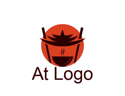 chopsticks with soup bowl food logo