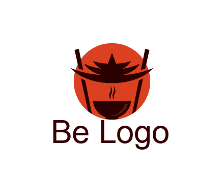 chopsticks with soup bowl food logo