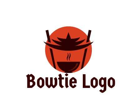 chopsticks with soup bowl food logo