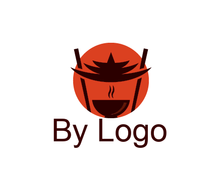 chopsticks with soup bowl food logo