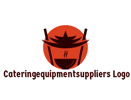 chopsticks with soup bowl food logo