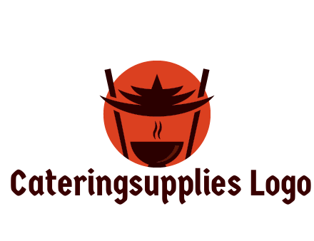 chopsticks with soup bowl food logo