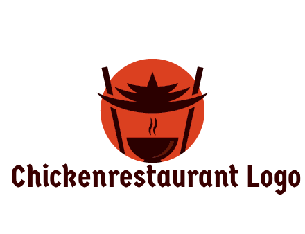 chopsticks with soup bowl food logo