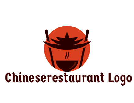 chopsticks with soup bowl food logo