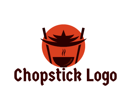 chopsticks with soup bowl food logo