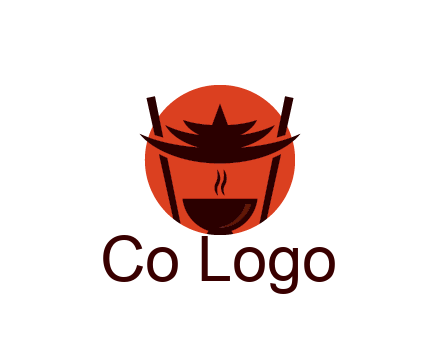 chopsticks with soup bowl food logo