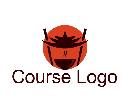 chopsticks with soup bowl food logo