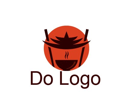 chopsticks with soup bowl food logo