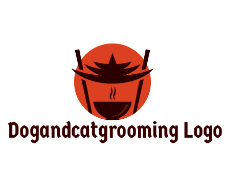 chopsticks with soup bowl food logo