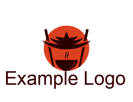 chopsticks with soup bowl food logo
