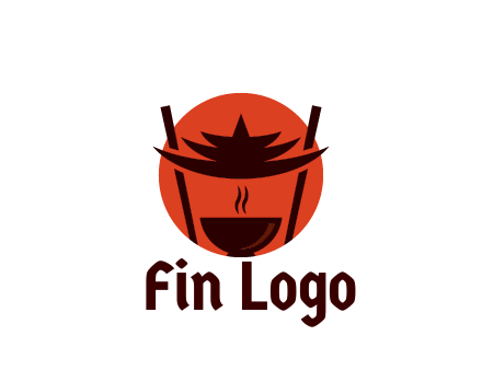 chopsticks with soup bowl food logo