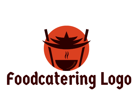 chopsticks with soup bowl food logo