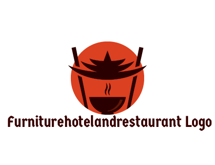 chopsticks with soup bowl food logo