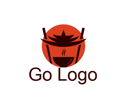chopsticks with soup bowl food logo