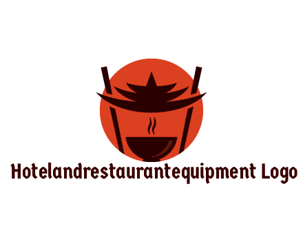 chopsticks with soup bowl food logo