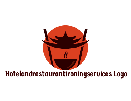 chopsticks with soup bowl food logo