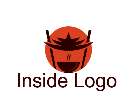 chopsticks with soup bowl food logo