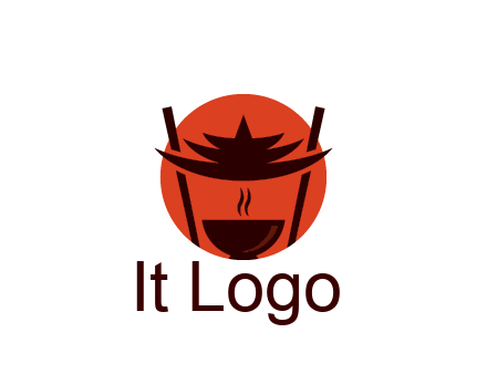 chopsticks with soup bowl food logo
