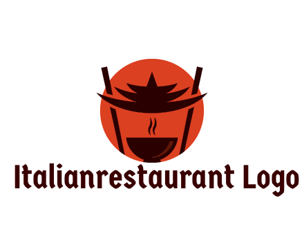 chopsticks with soup bowl food logo