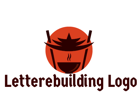 chopsticks with soup bowl food logo