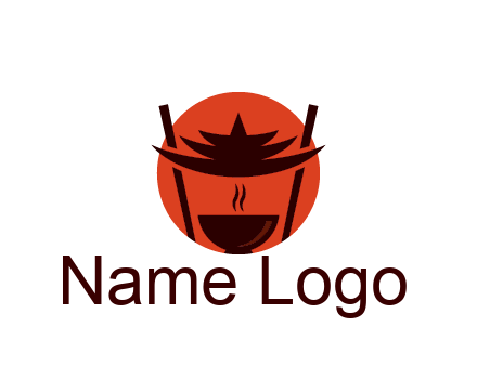 chopsticks with soup bowl food logo