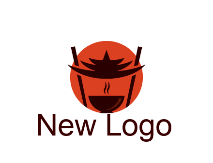 chopsticks with soup bowl food logo