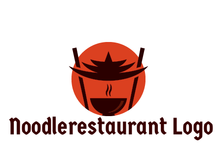 chopsticks with soup bowl food logo
