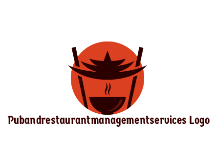 chopsticks with soup bowl food logo