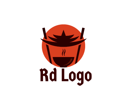 chopsticks with soup bowl food logo