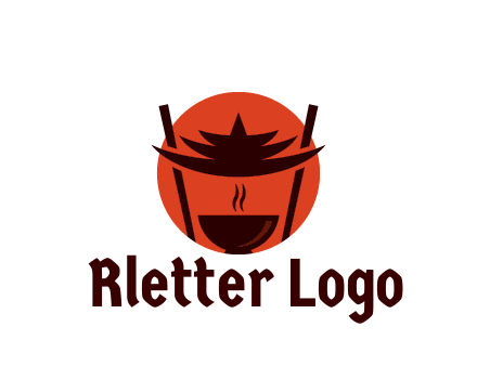 chopsticks with soup bowl food logo