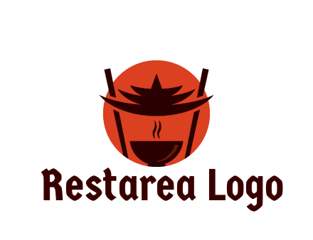 chopsticks with soup bowl food logo