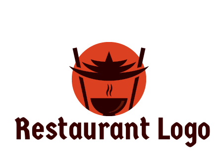 chopsticks with soup bowl food logo