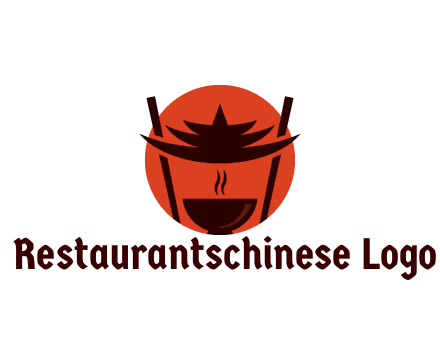 chopsticks with soup bowl food logo