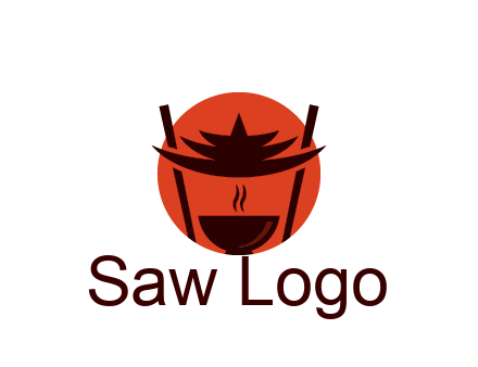 chopsticks with soup bowl food logo