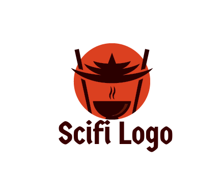 chopsticks with soup bowl food logo