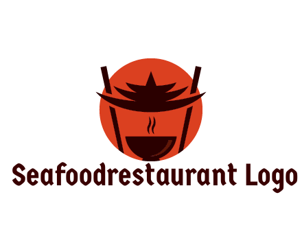 chopsticks with soup bowl food logo