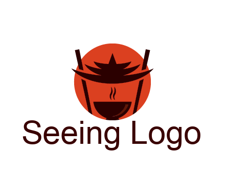 chopsticks with soup bowl food logo