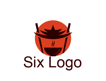 chopsticks with soup bowl food logo
