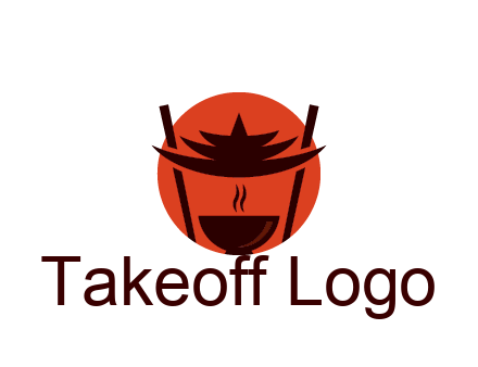 chopsticks with soup bowl food logo