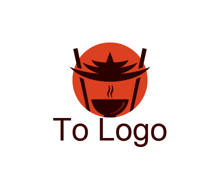 chopsticks with soup bowl food logo