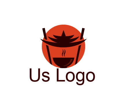 chopsticks with soup bowl food logo