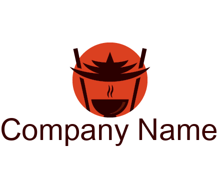 chopsticks with soup bowl food logo