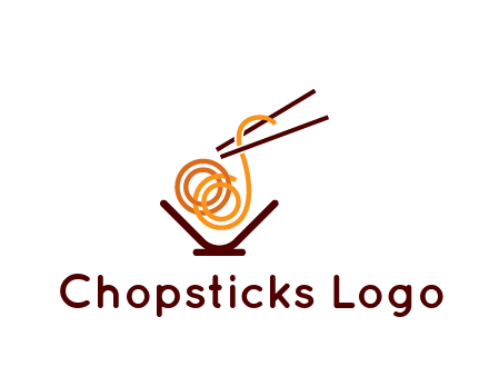 noodles with chopsticks in bowl restaurant logo