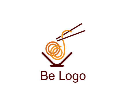 noodles with chopsticks in bowl restaurant logo