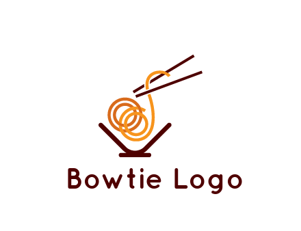 noodles with chopsticks in bowl restaurant logo